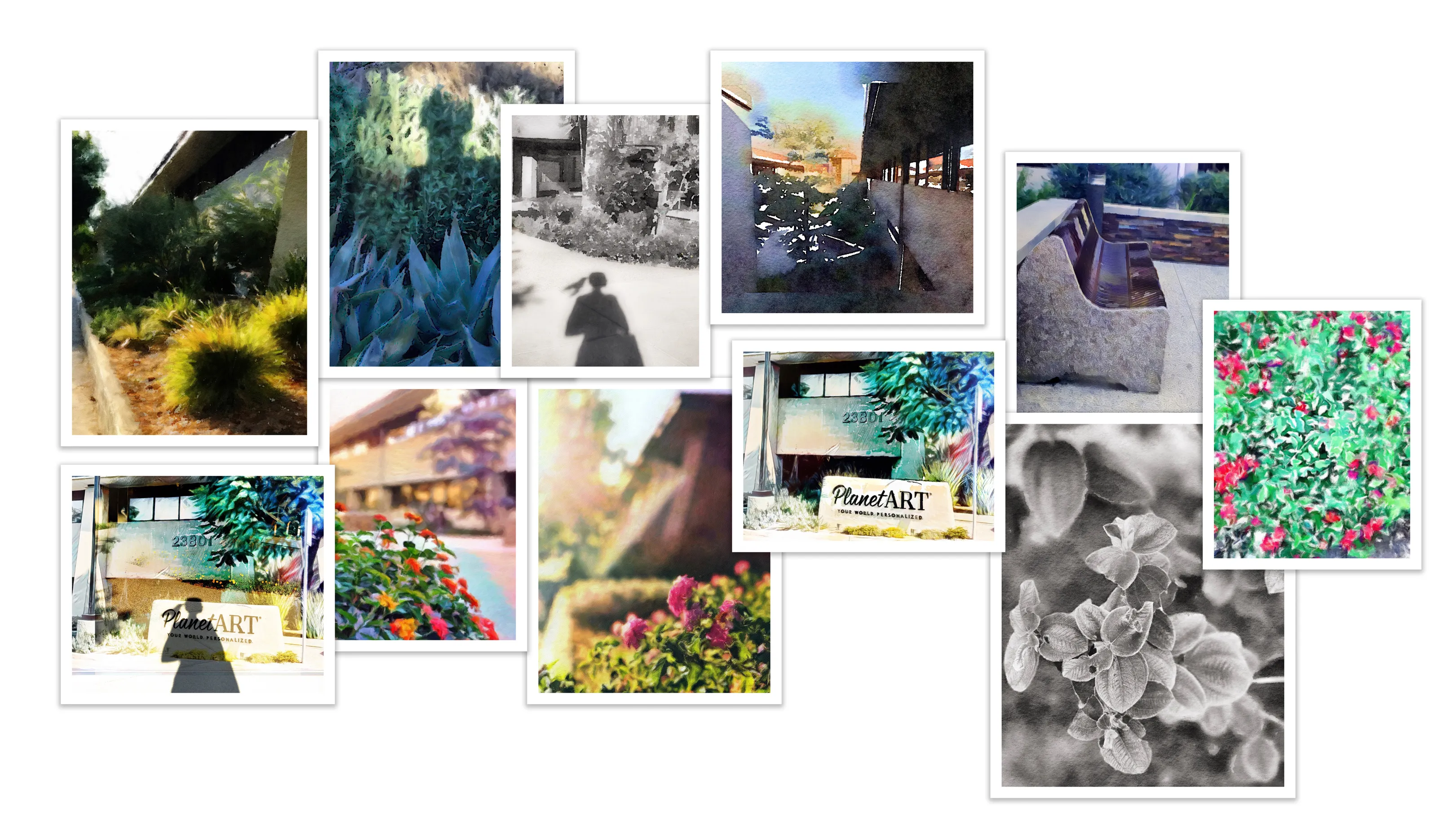 A collage of colorful, painterly photographs created by Mandy